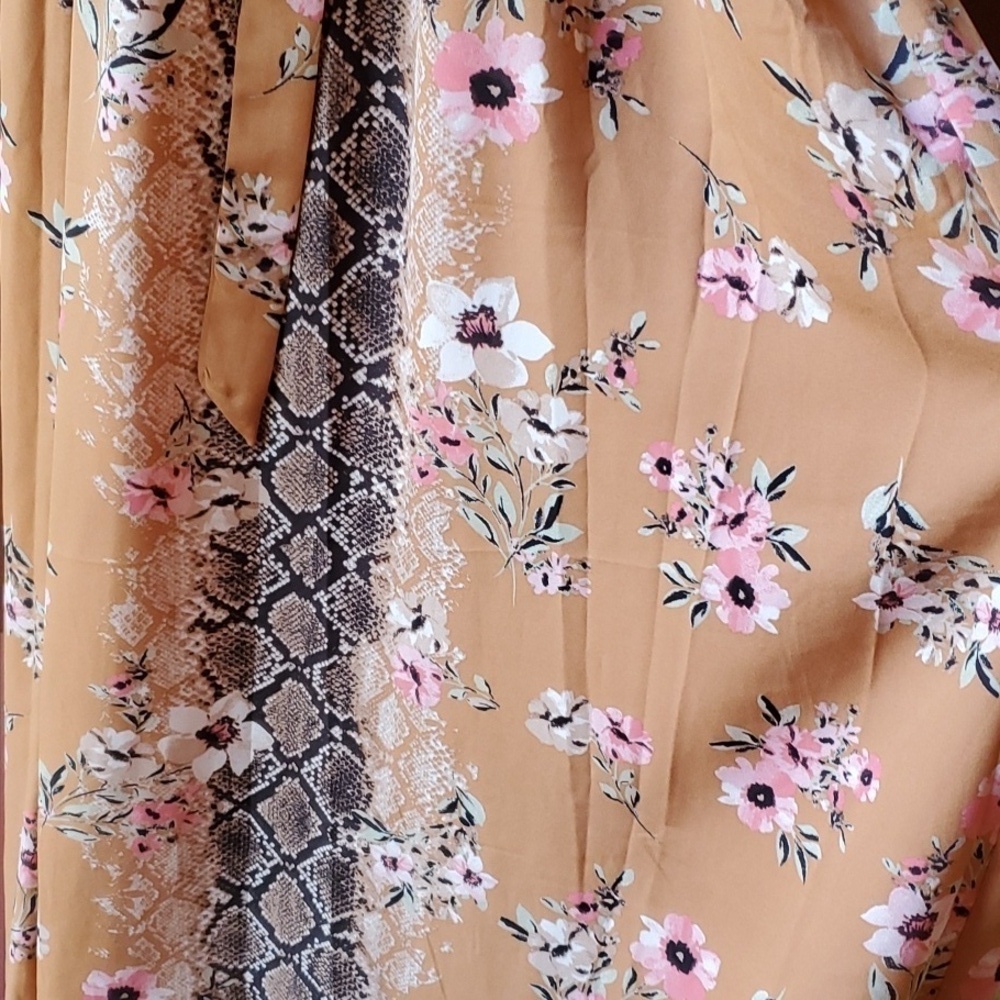 Luxology snakeskin & tan floral print dress tan Sleeveless SZ Med. NWT - Picture 3 of 13